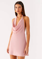 Coral Meadow Cowl Mini Dress - Pink